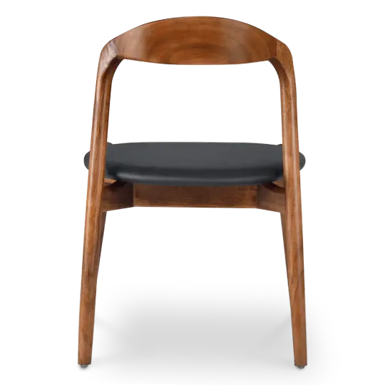 Bow Eetkamerstoel | Walnoot Hout | Zwart PU Leer
