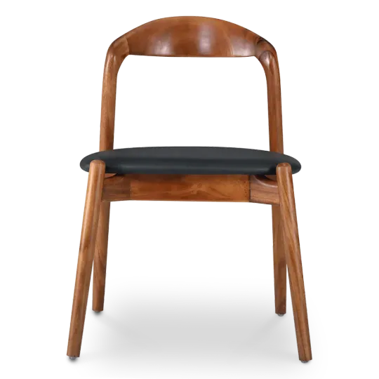 Bow Eetkamerstoel | Walnoot Hout | Zwart PU Leer