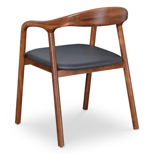 Artson Eetkamerstoel | Walnoot Hout | Zwart PU Leer