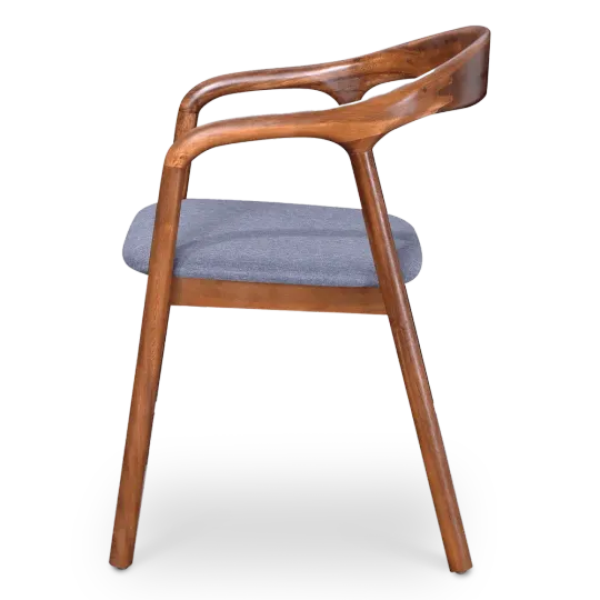 Artson Eetkamerstoel | Walnoot Hout | Grijs Linnen Artson Chair Notenhout Grijs Linnen zijaanzicht