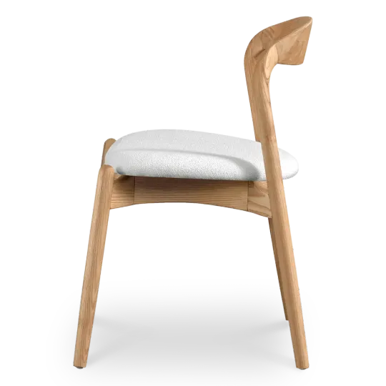 Bow Eetkamerstoel | Essen Hout | Wit Boucle Bow Eetkamerstoel | Essen Hout | Wit Boucle