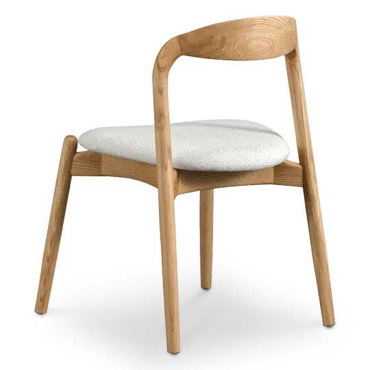 Bow Eetkamerstoel | Essen Hout | Wit Boucle Bow Eetkamerstoel | Essen Hout | Wit Boucle