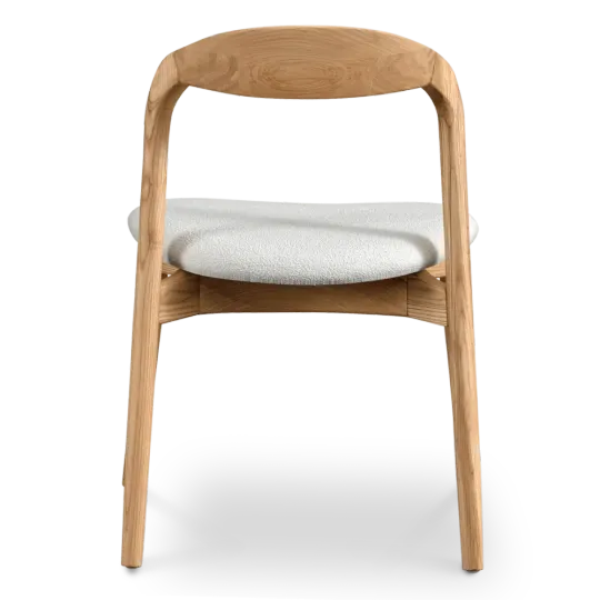 Bow Eetkamerstoel | Essen Hout | Wit Boucle Bow Eetkamerstoel | Essen Hout | Wit Boucle