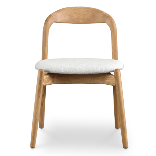 Bow Eetkamerstoel | Essen Hout | Wit Boucle Bow Eetkamerstoel | Essen Hout | Wit Boucle