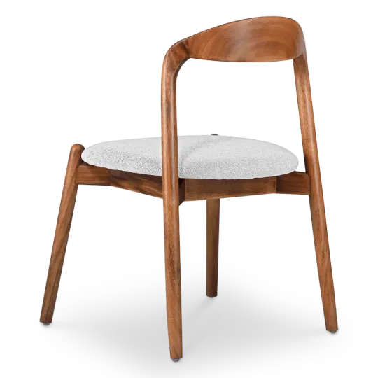 Bow Eetkamerstoel | Walnoot Hout | Wit Boucle Bow Eetkamerstoel | Walnoot Hout | Wit Boucle