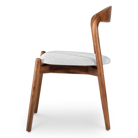 Bow Eetkamerstoel | Walnoot Hout | Wit Boucle Bow Eetkamerstoel | Walnoot Hout | Wit Boucle