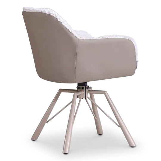 Draaibare Eetkamerstoel Nord | Taupe Sheepskin Taupe Leer | Taupe Onderstel Draaibare Eetkamerstoel Nord | Taupe Sheepskin Taupe Leer | Taupe Onderstel