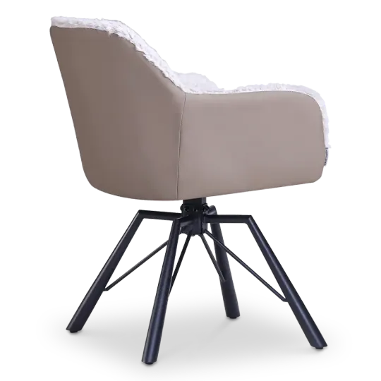 Draaibare Eetkamerstoel Nord | Taupe Sheepskin Taupe Leer  | Zwart Onderstel