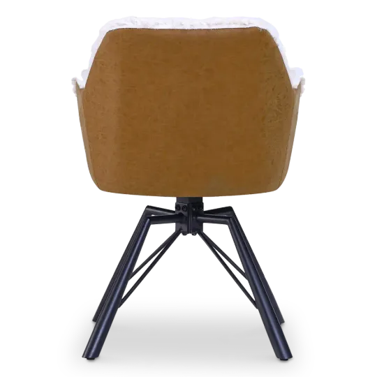 Draaibare Eetkamerstoel Nord | Taupe Sheepskin Cognac Leer  | Zwart Onderstel