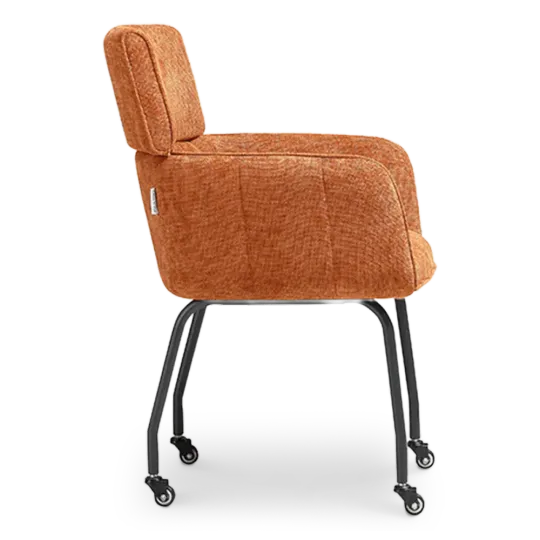 Eetkamerstoel Met Wieltjes Modar | Terracotta Chenille