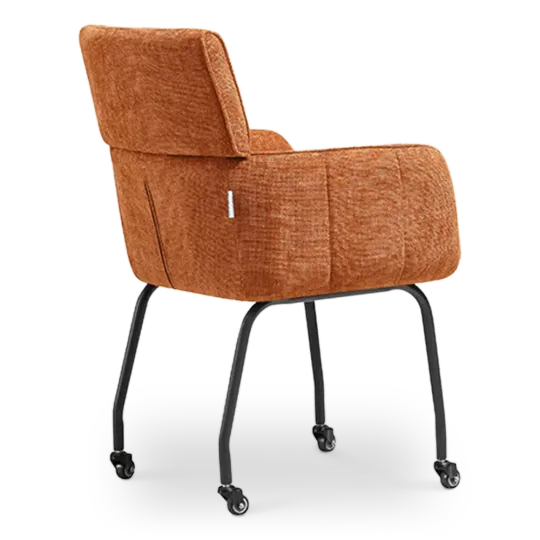Eetkamerstoel Met Wieltjes Modar | Terracotta Chenille