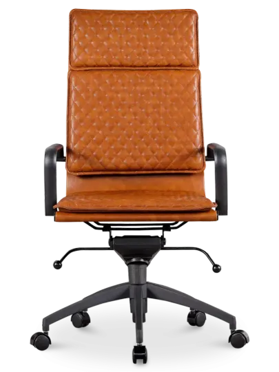 Diamond Softpad Bureaustoel Cognac | Hoge Rug