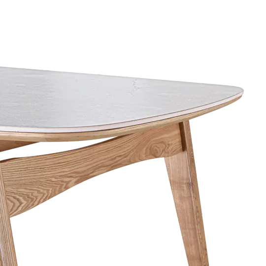 Eettafel Japandi Deens Ovaal Wit Keramiek | Naturel Onderstel Eettafel Japandi Deens Ovaal Wit Keramiek | Naturel Onderstel