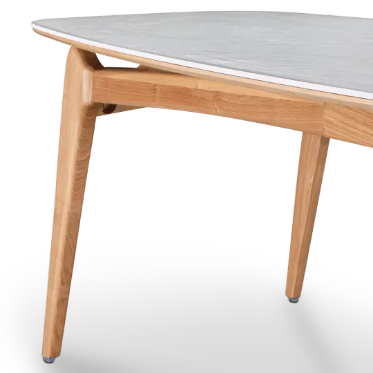 Eettafel Japandi Deens Ovaal Wit Keramiek | Naturel Onderstel Eettafel Japandi Deens Ovaal Wit Keramiek | Naturel Onderstel