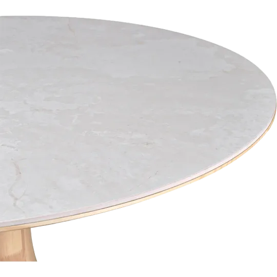 Ronde Tulip Eettafel Wit Keramiek | Naturel Onderstel