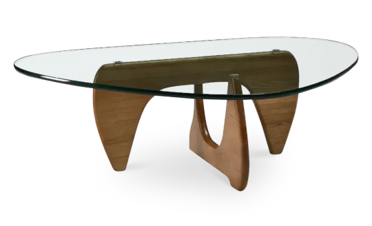 Japandi Salontafel Sabi | Glazen Blad | Walnoot Onderstel