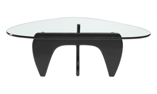 Japandi Salontafel Sabi | Glazen Blad | Zwart Onderstel