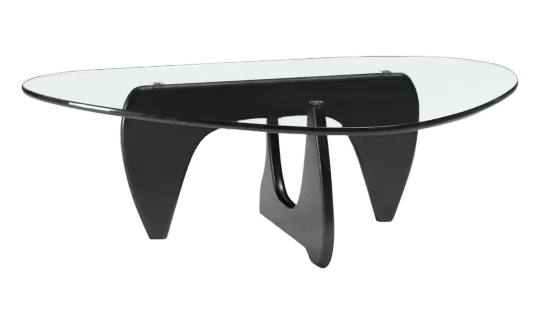 Japandi Salontafel Sabi | Glazen Blad | Zwart Onderstel