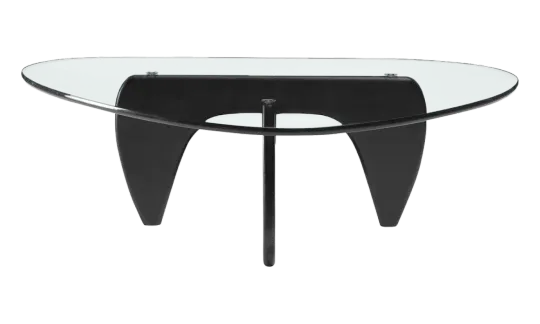 Japandi Salontafel Sabi | Glazen Blad | Zwart Onderstel
