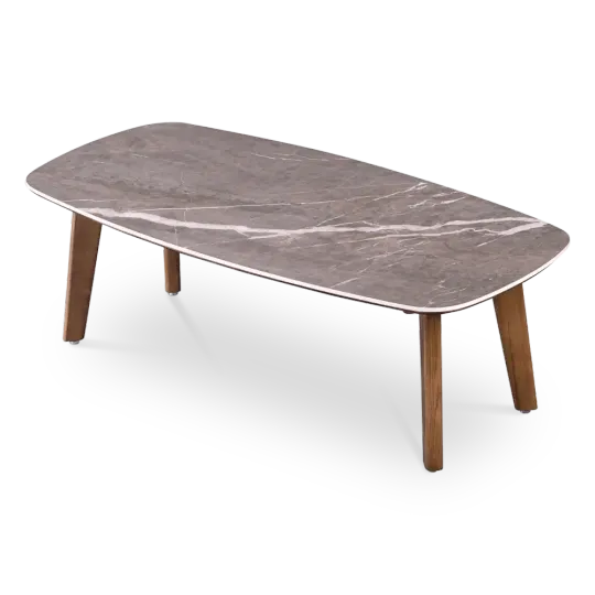 Salontafel Baron Deens Ovaal Antraciet Keramiek | Walnoot Poten Salontafel Baron Deens Ovaal Antraciet Keramiek | Walnoot Poten