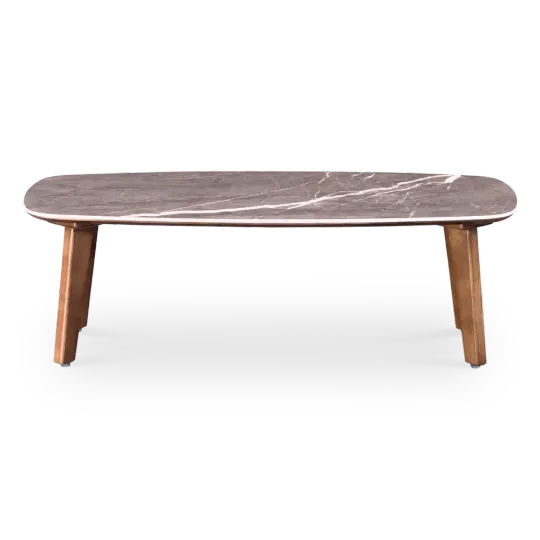 Salontafel Baron Deens Ovaal Antraciet Keramiek | Walnoot Poten Salontafel Baron Deens Ovaal Antraciet Keramiek | Walnoot Poten