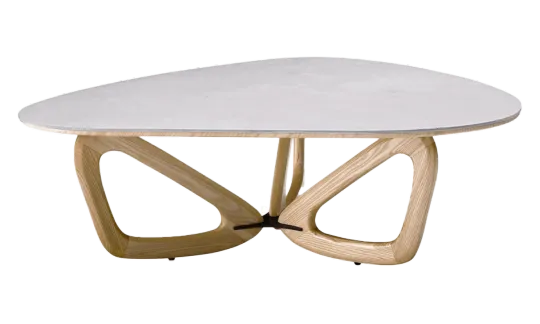 Japandi Salontafel Butterfly | Wit Keramiek | Essen Onderstel