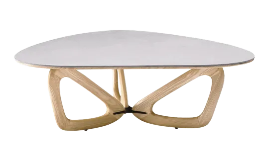 Japandi Salontafel Butterfly | Wit Keramiek | Essen Onderstel