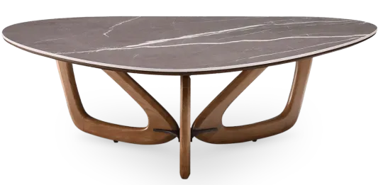 Japandi Salontafel Butterfly | Antraciet Keramiek | Walnoot Onderstel