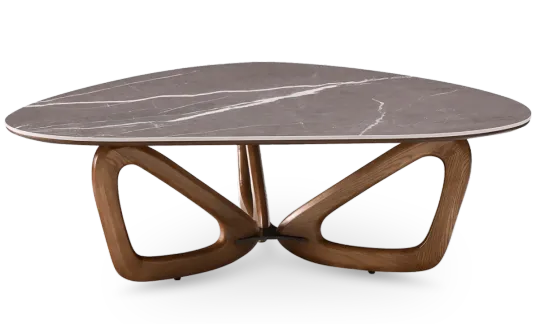 Japandi Salontafel Butterfly | Antraciet Keramiek | Walnoot Onderstel