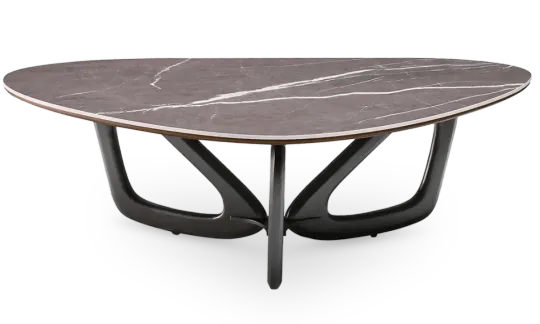 Japandi Salontafel Butterfly | Antraciet Keramiek | Zwart Onderstel Japandi Salontafel Butterfly | Antraciet Keramiek | Zwart Onderstel
