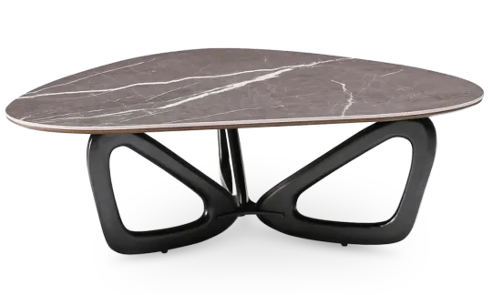 Japandi Salontafel Butterfly | Antraciet Keramiek | Zwart Onderstel Japandi Salontafel Butterfly | Antraciet Keramiek | Zwart Onderstel