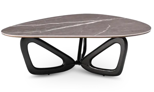 Japandi Salontafel Butterfly | Antraciet Keramiek | Zwart Onderstel Japandi Salontafel Butterfly | Antraciet Keramiek | Zwart Onderstel