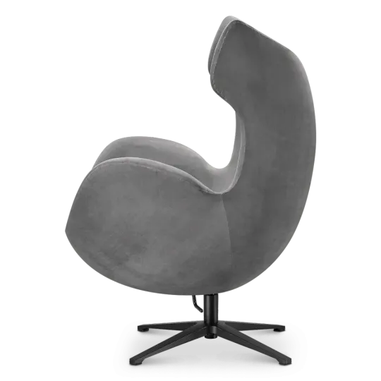 Flag Chair Zilver Grijs Velvet Flegg Chair Zilver Grijs Zwart Onderstel zijaanzicht