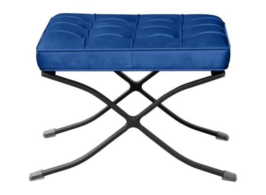 Paviljoen Chair XL Blauw Velvet Set | Inclusief Voetenbank | Zwart Frame Paviljoen Chair XL Kings Blue Velvet | Black Frame