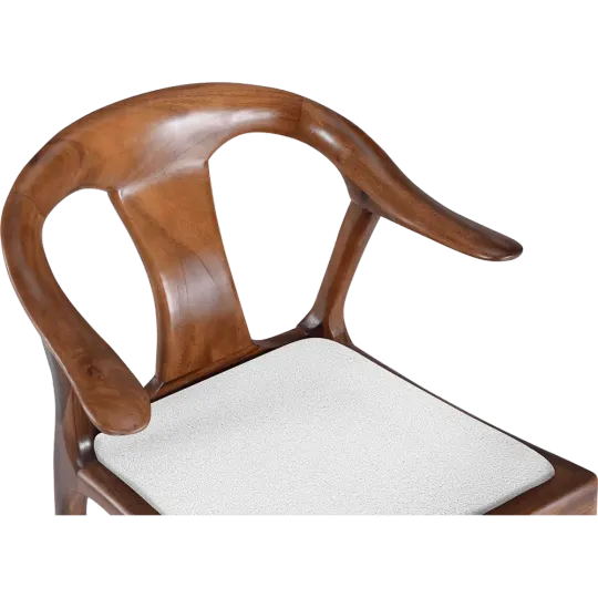 Japandi Eetkamerstoel Musk | Walnoot Hout | Wit Boucle Japandi Eetkamerstoel Musk | Walnoot Hout | Wit Boucle
