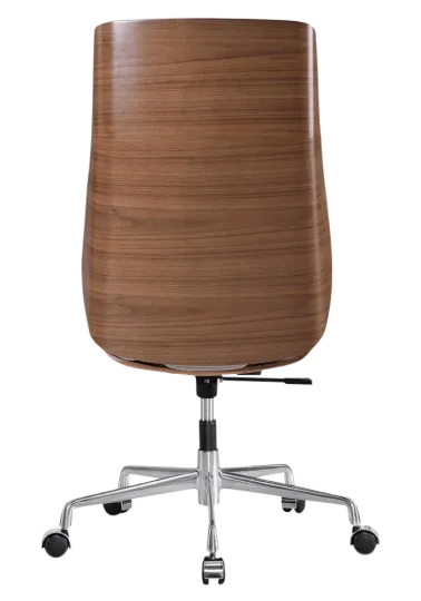 Bureaustoel Charles Wit Leer, Walnoot Hout