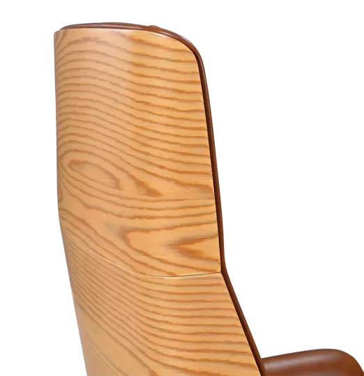 Bureaustoel Charles Cognac Leer, Essen Hout