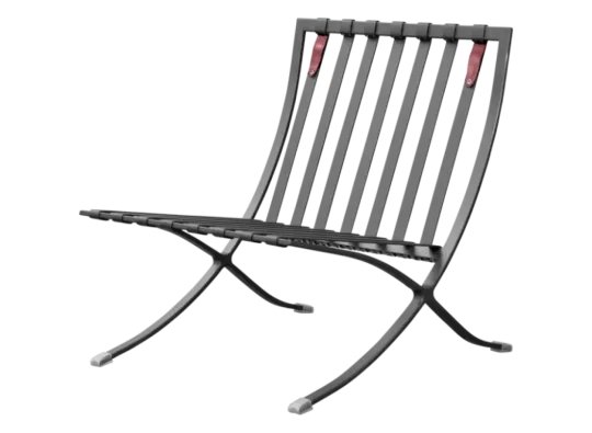Barcelona Chair XL Rood Velvet Set | Inclusief Voetenbank | Zwart Frame