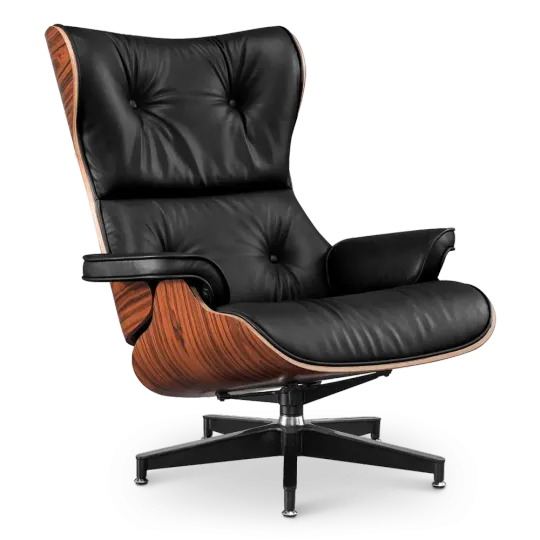Cavel Lounge Chair Zwart Leer | Palissander Schalen