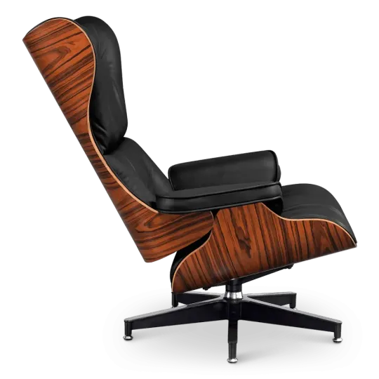 Cavel Lounge Chair Zwart Leer | Palissander Schalen