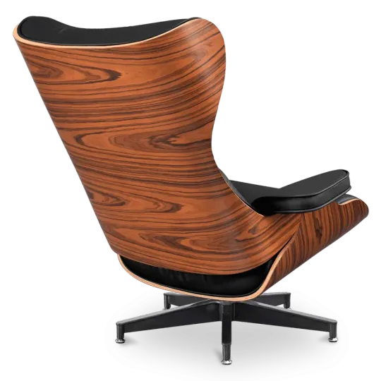 Cavel Lounge Chair Zwart Leer | Palissander Schalen