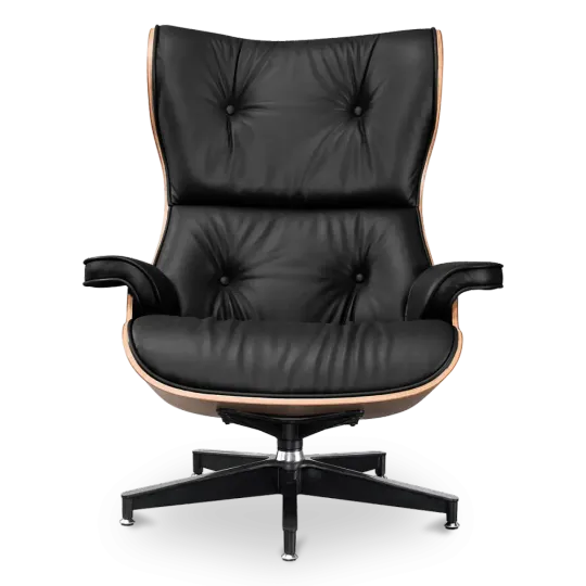 Cavel Lounge Chair Zwart Leer | Palissander Schalen