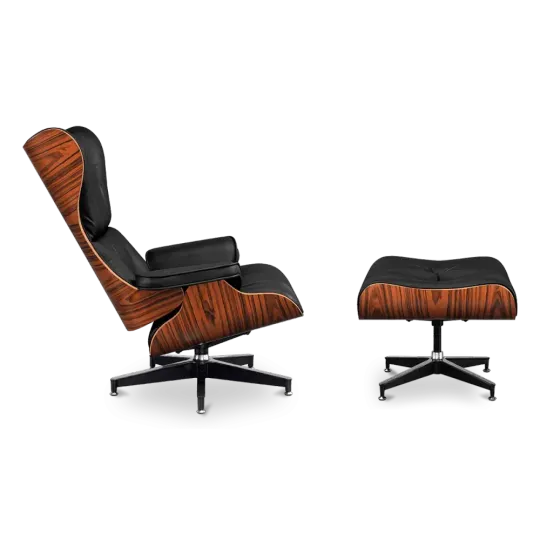 Cavel Lounge Chair Zwart Leer | Palissander Schalen