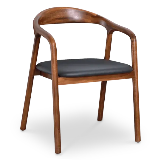 Artson Eetkamerstoel | Walnoot Hout | Zwart PU Leer