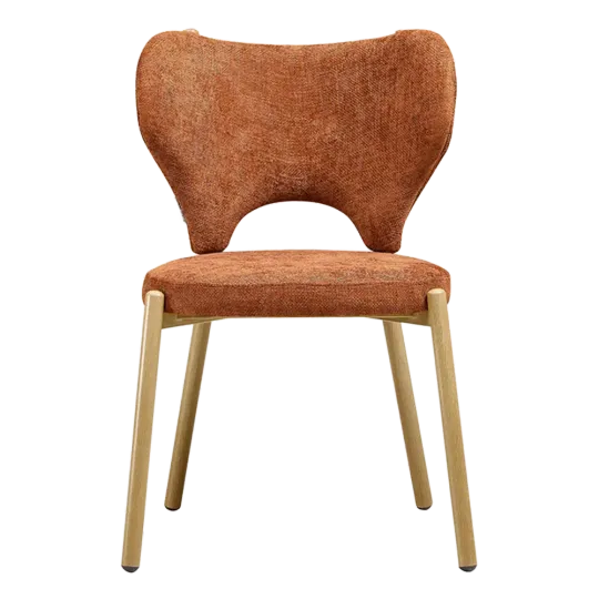 Japandi Eetkamerstoel Cho | Terracotta Chenille | Eiken Japandi Eetkamerstoel Cho | Terracotta Chenille | Eiken
