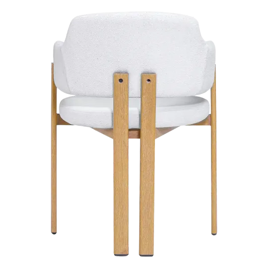 Japandi Eetkamerstoel Isamu | Wit Boucle | Eiken Onderstel