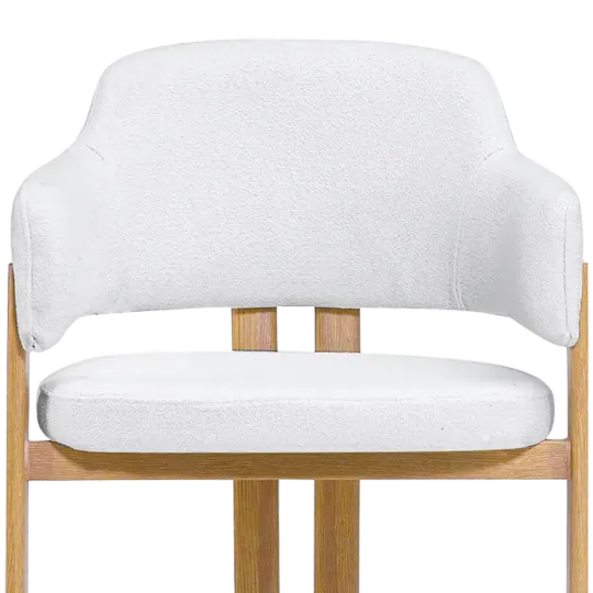 Japandi Eetkamerstoel Isamu | Wit Boucle | Eiken Onderstel