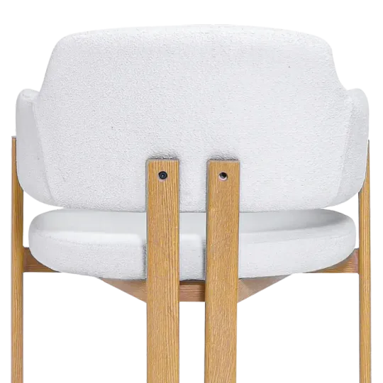 Japandi Eetkamerstoel Isamu | Wit Boucle | Eiken Onderstel