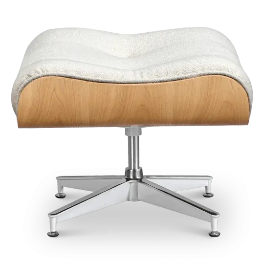 Cavel Lounge Chair Ottoman / Hocker Wit Bouclé | Essen Schaal Cavel Lounge Chair Ottoman / Hocker Wit Bouclé | Essen Schaal