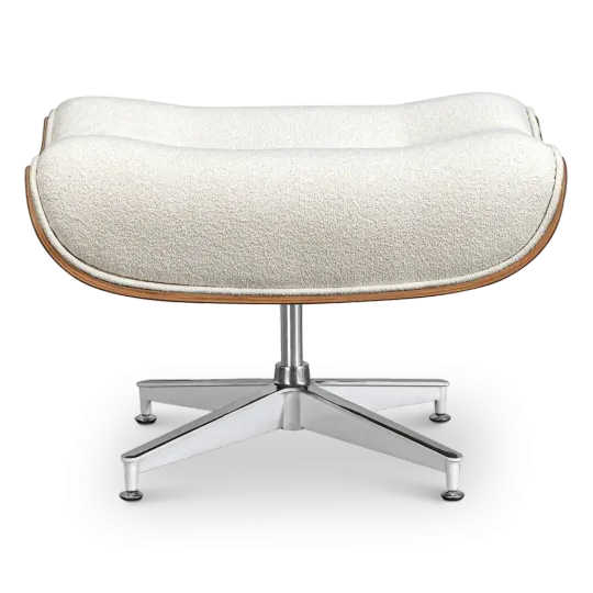 Cavel Lounge Chair Ottoman / Hocker Wit Bouclé | Essen Schaal Cavel Lounge Chair Ottoman / Hocker Wit Bouclé | Essen Schaal